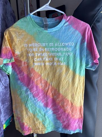 Tie dye Mercury retrograde zodiac shirt