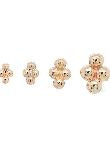 Quad Bead Cluster Threadless End Pin 14K Yellow Gold Cartilage Piercing
