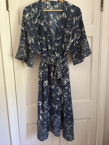 Blue Floral Wrap Dress