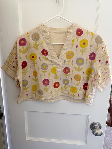 Hand painted crop LinenbyMN shirt