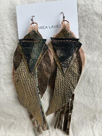 Italian Leather Feather-Leaf Earring