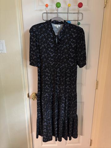 Stretchy tiered polka dot floral dress