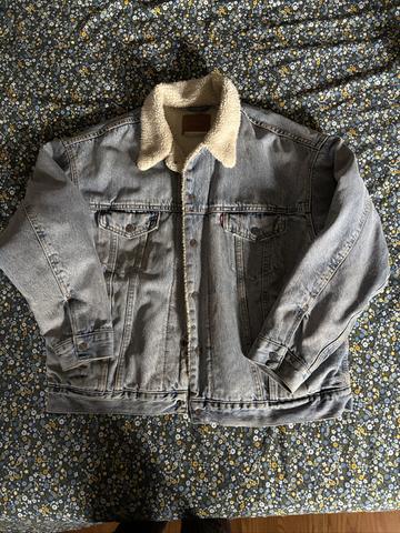 Sherpa lined denim trucker jacket