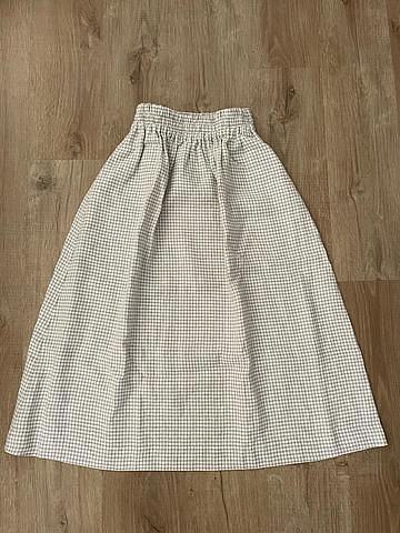 Natural/White Gingham Sion Linen Skirt