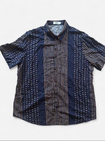 Brown and blue patterned shirt