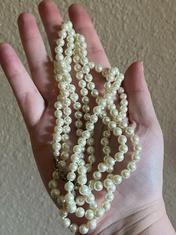 Long faux pearl necklace