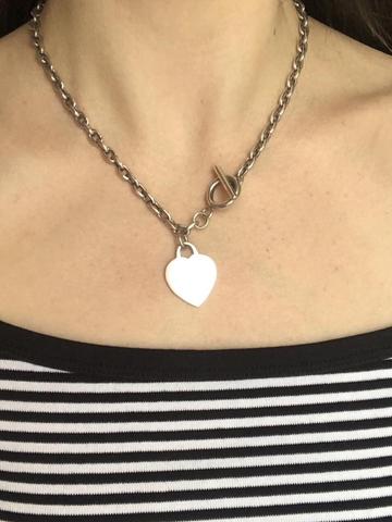 heart toggle clasp sterling necklace