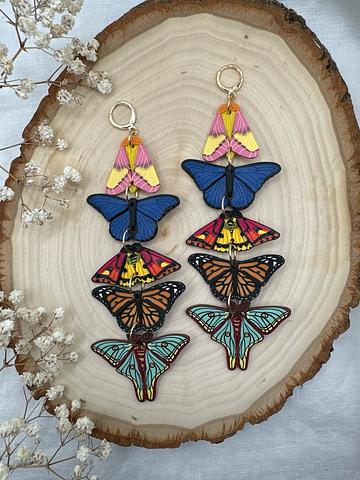 Multi moth and butterfly stack earrings