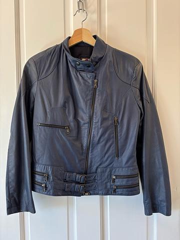 Blue Italian Leather Moto Jacket