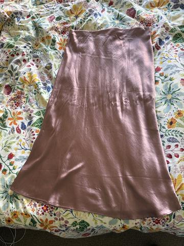 Satin midi slip skirt