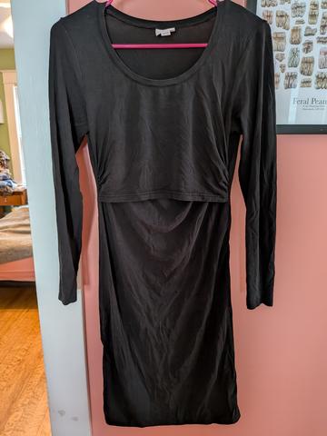 black lyocell pull-up nursing/maternity dress