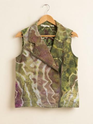 Ice Dyed Linen Moto Vest