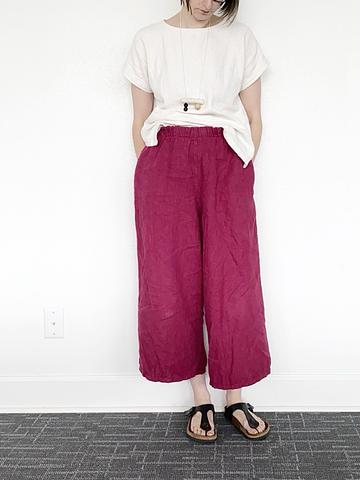 Maroon Wide Leg Linen Pants