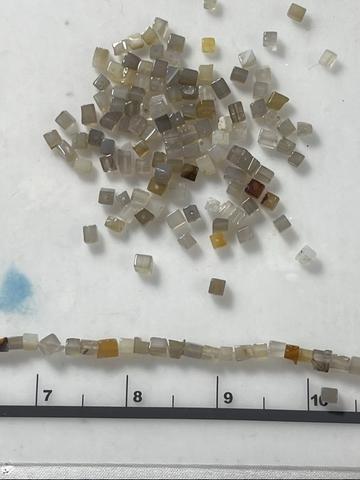 Two neutral moonstone cube bead strands - 17 inches long