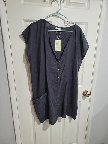 Erin MacLeod linen snap vest smock tunic OS