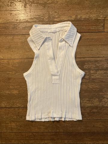 Cropped Ribbed Polo Tank Top