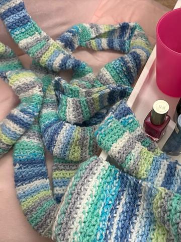 Whimsically Long Green and Blue Scarf
