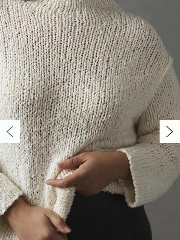Cropped Mock-Neck Cotton Blend Sweater