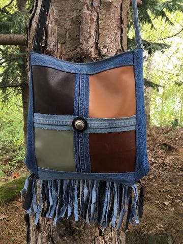 Denim Faux Leather Bag