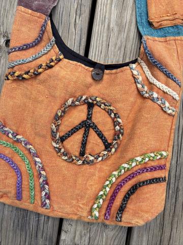 Vintage Y2K Era Karma Circle Peace Sign Shoulder Bag