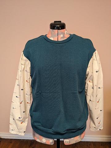 Fleece and poplin sweater