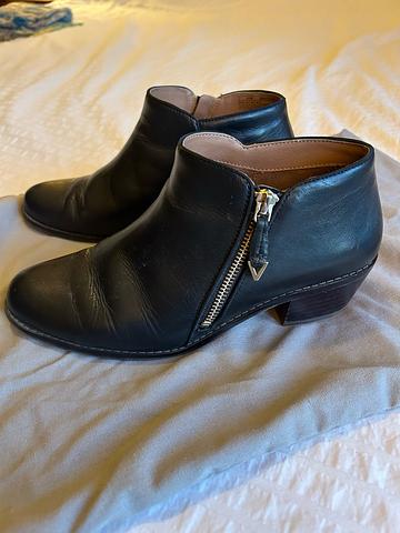 Black leather booties