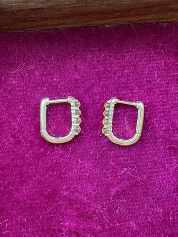 14k gold U hoop huggie earrings