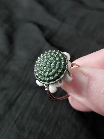 Beaded Button Cocktail Ring