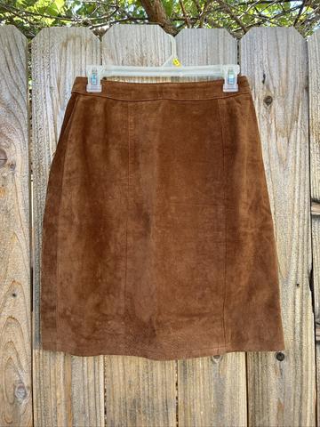 Suede leather mini skirt