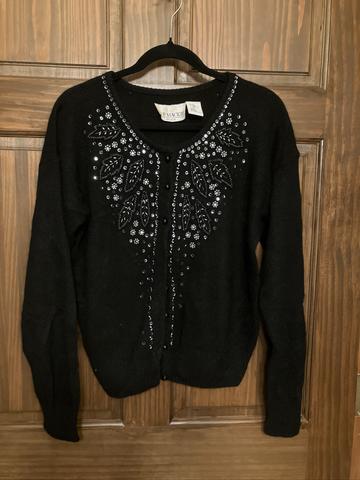Beaded leaves mohair cardigan