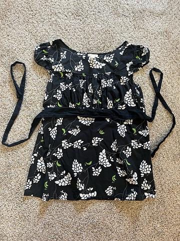 Empire Waist Top Black Bird Print