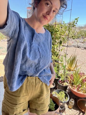 Drop shoulder linen top
