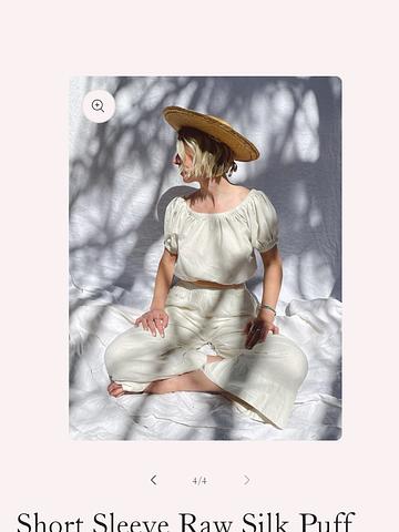 Raw Silk Puff Top