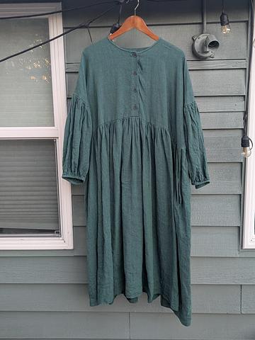 Greta Linen Dress in light turquoise