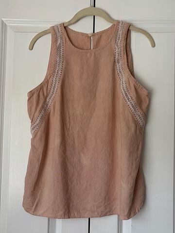 Upcycled Avocado-Pit-Dyed Sleeveless Linen Top