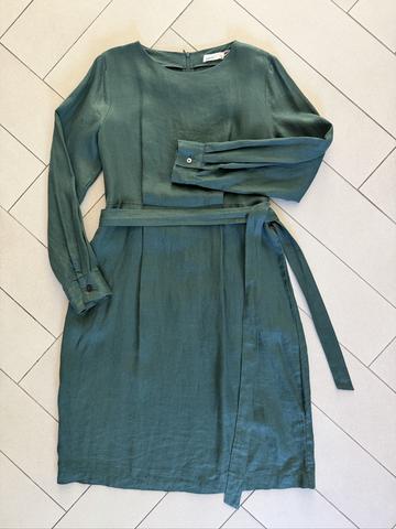 Emerald green Midi tie waist