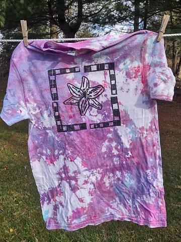 Block printed lily shirt