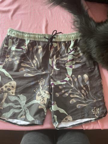 Blue and gray floral athletic shorts