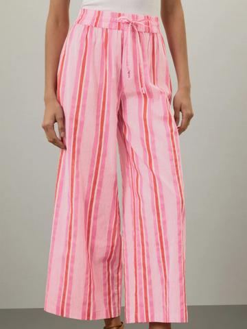 Pink Stripe Pull On Cotton Pants