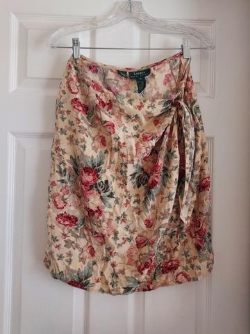 Floral Silk Wrap Skirt
