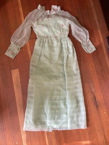 Seafoam maxi dress with pink flowers