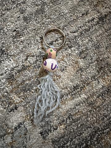 Hand Painted Wooden Bead Keychain