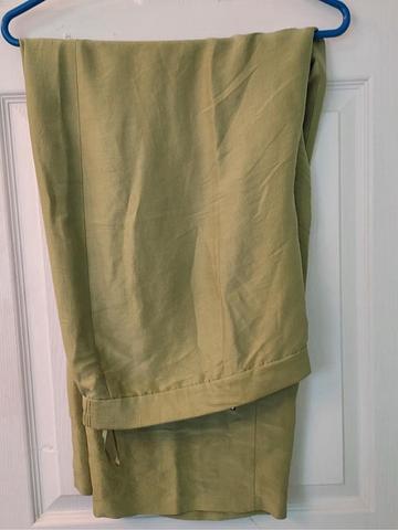 Green silk pants