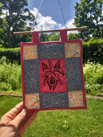 Orchid tiny quilt wall hanging