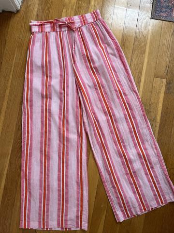 Pink Stripe Pull On Cotton Pants