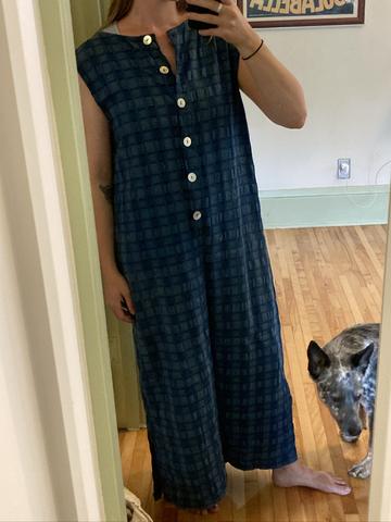 blue plaid dress