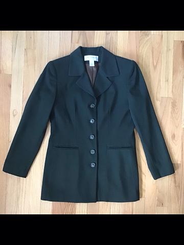 Vintage 90s Hunter Green Jones New York USA Made Worsted Wool Blazer (moms closet clean-out)