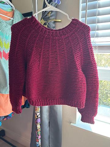 Bulky acrylic red cropped sweater