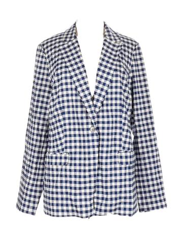 Gingham blazer- linen rayon blend