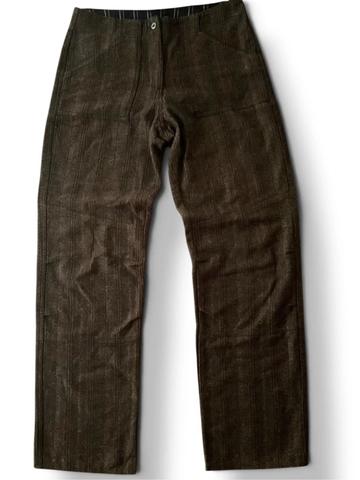 Wool herringbone mid rise utility trousers